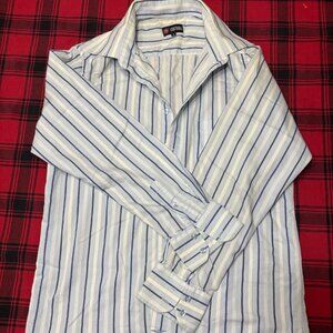 #26 blue white strip button up shirt-m-culture-men’s